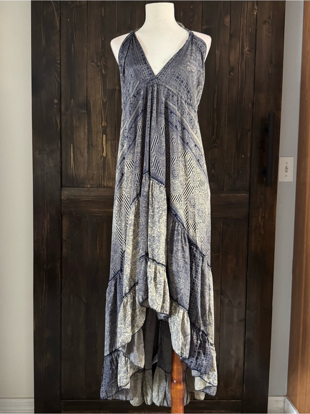 Women’s Earthbound Trading Co Halter Maxi Dress Adjustable Open Back Medium